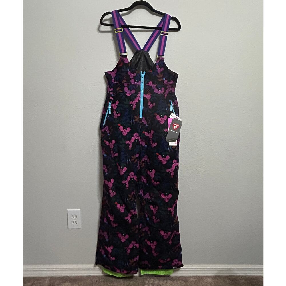NEW Roxy x Rowley Insulated Snow Bib Ski Pants Floral Print Womens Med Après Ski - Picture 2 of 9